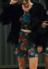 New Black Draped Long Sleeve Faux Fur Fashion Coat