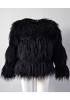 New Black Draped Long Sleeve Faux Fur Fashion Coat