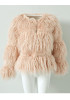 New Pink Draped Long Sleeve Faux Fur Fashion Coat