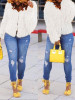 New White Tassel Long Sleeve Fuzzy Fur Teddy Casual Outerwear