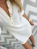 New White Buttons V-neck Long Sleeve Fashion Mini Dress