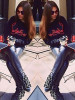New Black Letter Print Long Sleeve Round Neck Going out Sweatshirt