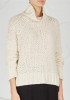 New Beige Band Collar High Neck Long Sleeve Pullover Sweater