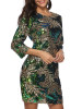 New Green Sequin Round Neck Long Sleeve Going out Mini Dress