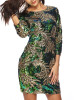 New Green Sequin Round Neck Long Sleeve Going out Mini Dress