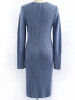New Blue Irregular V-neck Long Sleeve Casual Midi Dress