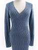 New Blue Irregular V-neck Long Sleeve Casual Midi Dress