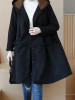 New Black Pockets Buttons Plus Size Hooded Long Sleeve Oversized Coat