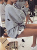 New Grey Ripped Round Neck Long Sleeve Casual Sweatshirt