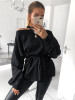 New Black Sashes Bow Long Sleeve Casual Sweet Going out T-Shirt