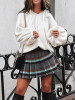 New White Drawstring Hooded Long Sleeve Casual Pullover Sweater