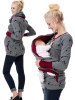 New Dark Grey Flowers Print Pockets Round Neck Long Sleeve Casual Maternity Sweatshirt