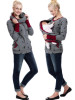 New Dark Grey Flowers Print Pockets Round Neck Long Sleeve Casual Maternity Sweatshirt