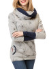 New Light Grey Flowers Print Pockets Round Neck Long Sleeve Casual Maternity Sweatshirt