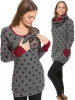 New Dark Grey Polka Dot Print Pockets Round Neck Long Sleeve Casual Maternity Sweatshirt