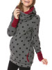 New Dark Grey Polka Dot Print Pockets Round Neck Long Sleeve Casual Maternity Sweatshirt