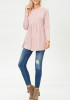 New Pink Irregular Draped Round Neck Long Sleeve Fashion Loose T-Shirt