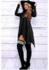 New Black Pockets Irregular Hooded Long Sleeve Going out Fashion T-Shirt