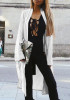 New White Irregular Bow Plunging Neckline No Button Long Sleeve Coat