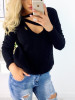 New Black Cut Out Long Sleeve Casual Pullover Sweater