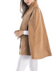 New Khaki Buttons Irregular Double Breasted Plus Size Dolman Sleeve Oversized Casual Thick Cloak Wool Coats