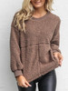 New Khaki Long Sleeve Round Neck Casual Sweet Going out Sweatshirt