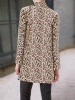 New Khaki Leopard Print Band Collar Long Sleeve Fashion Coat New Khaki Leopard Print Band Collar Long Sleeve Fashion Coat