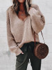 New Khaki Cut Out V-neck Long Sleeve Casual Sweater