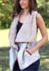 New Khaki Monogram Embroidery Pockets Fur Turndown Collar Lamb Wool Fashion Cardigan Coat