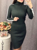 New Green Patchwork High Neck Long Sleeve Fashion Mini Dress
