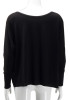 New Black Irregular Off Shoulder Round Neck Long Sleeve T-Shirt