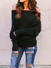 New Black Off Shoulder Backless Long Sleeve Fashion T-Shirt