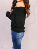 New Black Off Shoulder Backless Long Sleeve Fashion T-Shirt