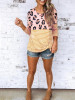 New Yellow Striped Leopard Print Long Sleeve Casual T-Shirt