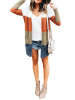 New Orange Color Block Pockets No Buttons Draped Long Sleeve Casual Cardigan Sweater