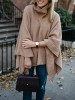 New Apricot Irregular High Neck Fashion Pullover Sweater