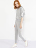 Casual V Neck Contrast Trim Sweatshirt And Slit Pocket Plain Slim-leg Pant