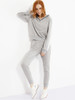 Casual V Neck Contrast Trim Sweatshirt And Slit Pocket Plain Slim-leg Pant