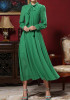 Green Draped Long Sleeve Fashion Loose Midi Dress