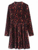 Burgundy Velvet Leopard Print Long Sleeve Mini Dress