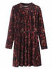 Burgundy Velvet Leopard Print Long Sleeve Mini Dress