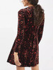 Burgundy Velvet Leopard Print Long Sleeve Mini Dress