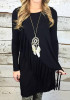 Black Tassel Round Neck Long Sleeve Casual Midi Dress Black Tassel Round Neck Long Sleeve Casual Midi Dress