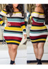 Black Striped Off Shoulder Backless Bodycon Long Sleeve Party Midi Dress