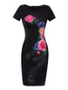 Casual Round Neck Floral Cotton Bodycon Dress