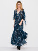 Pretty Bohemia Floral V Neck Half Sleeve Maxi Dress