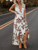 Bohemia Asymmetry Floral V Neck Backless Maxi Dress