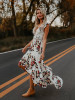 Bohemia Asymmetry Floral V Neck Backless Maxi Dress