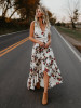 Bohemia Asymmetry Floral V Neck Backless Maxi Dress