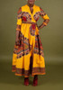 Yellow Floral Tribal Print Dashiki Bohemian Irregular Slits V-neck Boho Maxi Dress